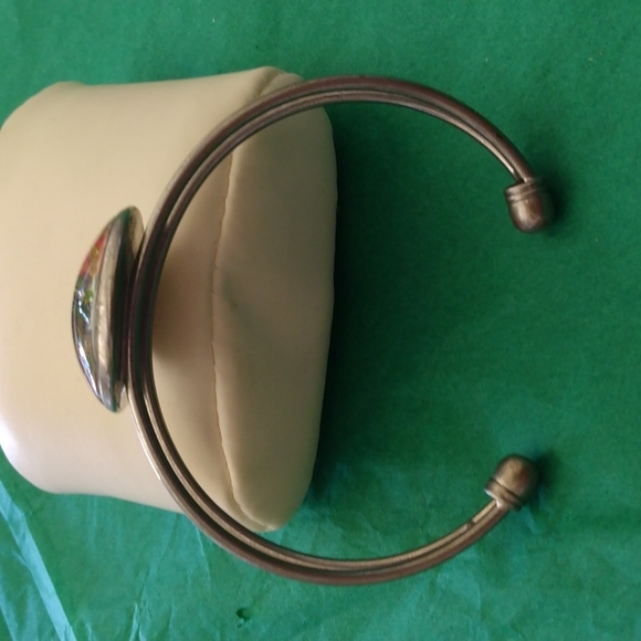 NWT Silver cuff bracelet with white, pink, gold, green, and black design - Picture 3 of 4